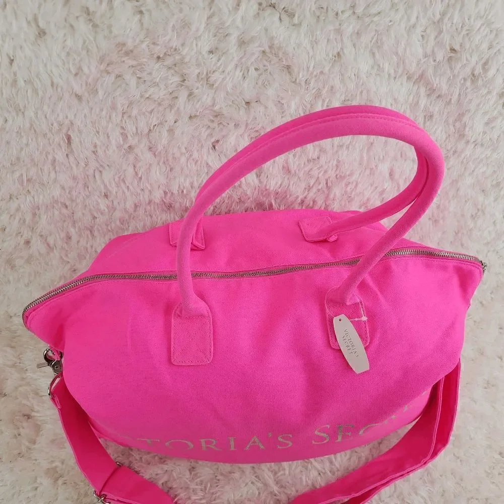 NWT Victoria's Secret Weekender Tote Bag Hot Pinl Canvass NWT